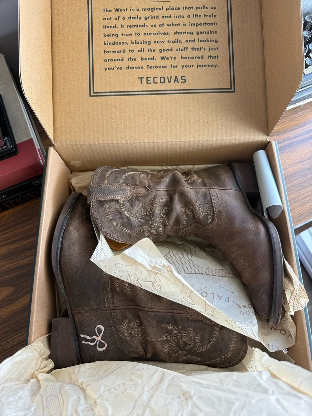GIRLS Tecovas Brown Leather Western Boots